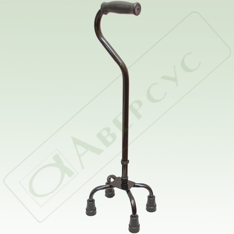 Трость опорная металлическая регулируемой длины 75-96см на 4-х опорах низкое основание (арт. 22/4Н)