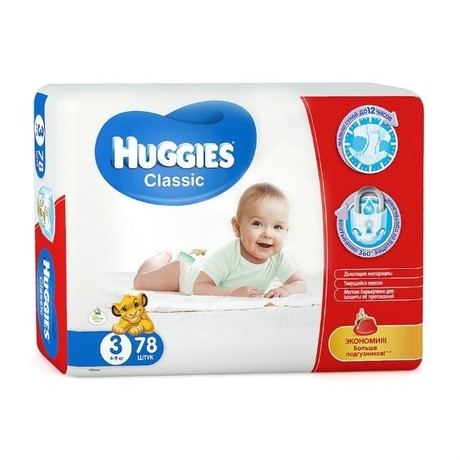 Подгузники ХАГГИС Classic Midi Mega (4-9кг), 78 шт.
