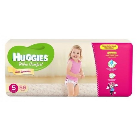 Подгузники ХАГГИС Ultra Comfort Junior (12-22кг), 56 шт.  для девочек