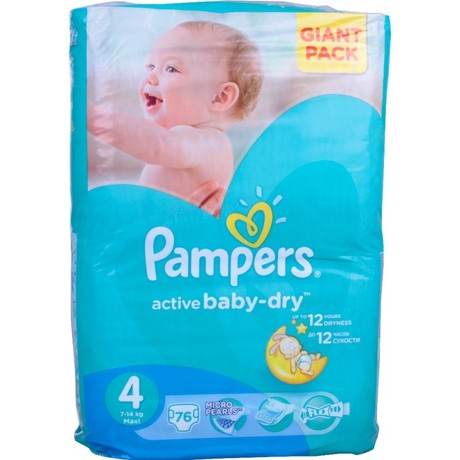 Подгузники-трусики PAMPERS Active baby Maxi (7-14 кг), 76 шт.