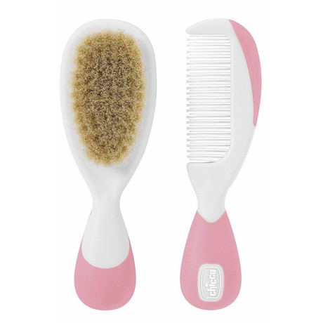 Набор CHICCO расческа и щетка натуральная розовый (0-12мес.) (арт. 320611037)