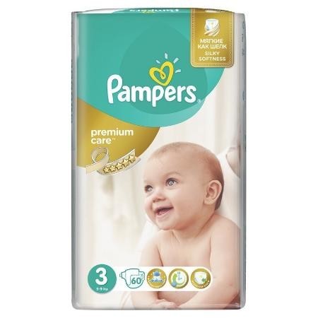 Подгузники PAMPERS Premium Care Midi (5-9кг), 60 шт.