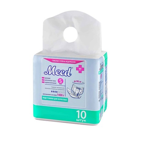 Подгузники для взрослых MEED разм. S (до 90см), 30 шт.