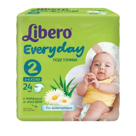 Подгузники LIBERO Everyday Mini (3-6кг), 24 шт.  (ромашка и алоэ вера)