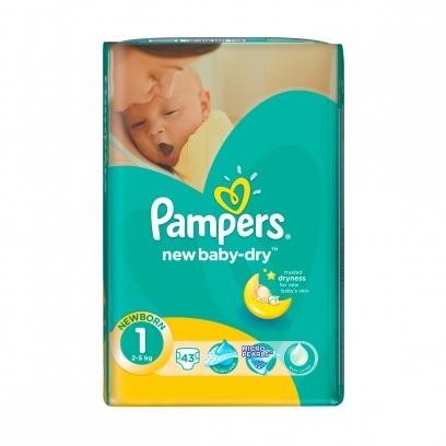 Подгузники PAMPERS New Baby Dry NewBorn (2-5кг), 43 шт.