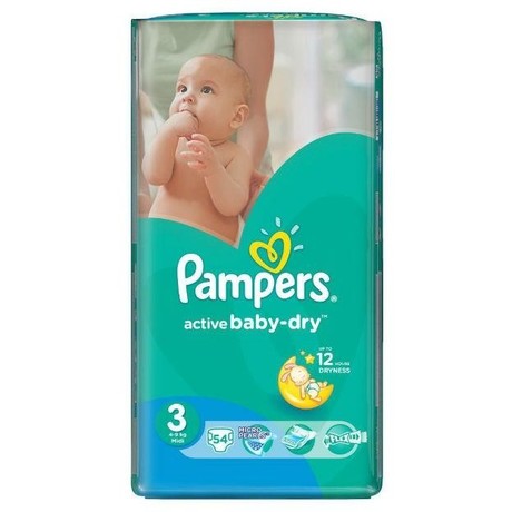 Подгузники PAMPERS Active baby Midi (4-9кг), 54 шт.