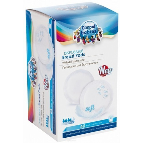 Прокладки для бюстгалтера для кормящих матерей CANPOL BABIES с с клейкой полоской Стандарт, 40 шт. (арт. 1/651)