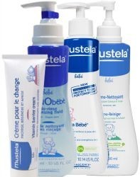 MUSTELA набор Дорожный (жидкость 100 мл + крем 100 мл + гель 100 мл + крем 50 мл)