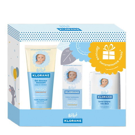 Набор косметический KLORANE Бебе (гель 200 мл + крем увлажняющий 40 мл + мыло 250 мл)