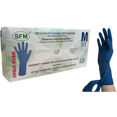 Перчатки смотровые нестерильные разм. L (нитриловые неопудренные сверхпрочные HIGH RISK), 50 пар