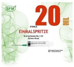 Шприц одноразовый с иглой 20мл (3-х комп.) G21 (0,8х40), 36 шт.