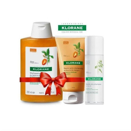 Набор косметический KLORANE (шампунь манго 200 мл + бальзам-кондиционер 150 мл + гель для душа Молочная нежность 200 мл)