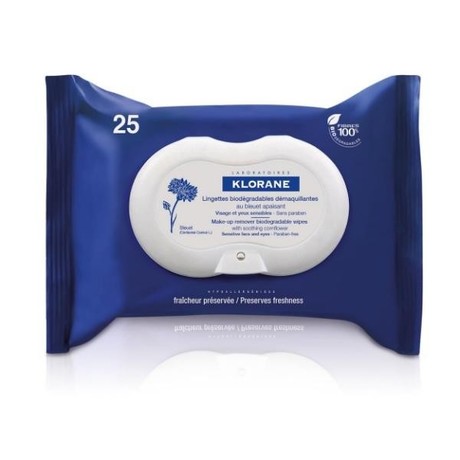 Салфетки KLORANE для снятия макияжа с эктрактом Василька, 25 шт.