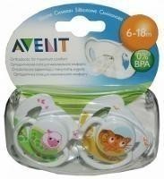 Соска-пустышка AVENT BPA-Free "Домашние животные" силиконовая (6-18 мес.), 2  шт. (арт. SCF 182/15)