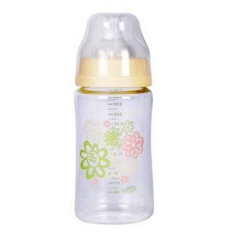 Бутылочка детская ПОМА облегченное стекло, широкое горло, силиконовая соска  240 мл (арт. 2410) 