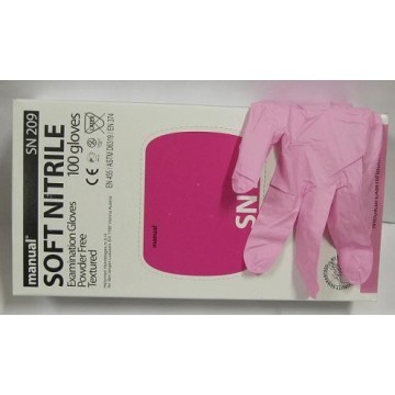 Перчатки смотровые нестерильные  разм. M (нитрил. неопудр. текстур. Manual SN209) (розовые особочувствительные), 50 пар 