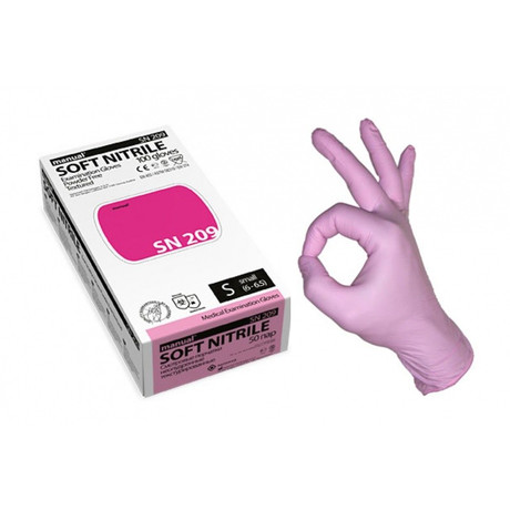 Перчатки смотровые н/стер. разм. XS (нитрил. неопудр. текстур. Manual SN209) (розовые особочувствительные) №50