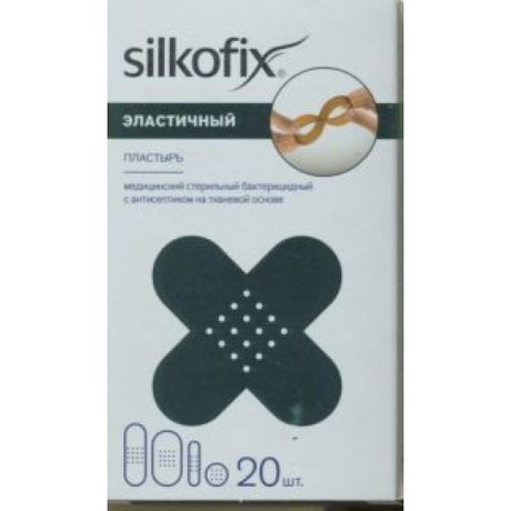 Лейкопластырь бактерицидный SILKOFIX Эластичный с антисептиком (тканая основа), 20 шт.