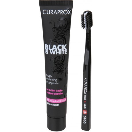 Зубная паста CURAPROX Black is White 90мл + зубная щетка CS5460 Black
