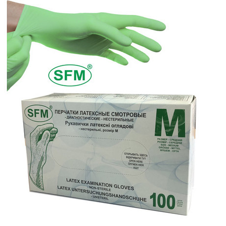 Перчатки смотровые нестерильные  разм. S (латексные опудренные), 50 пар