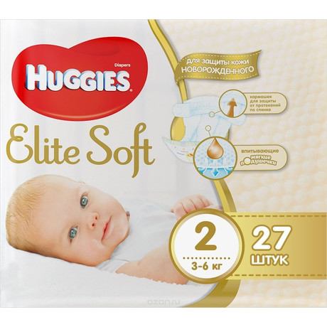 Подгузники ХАГГИС Elite Soft (3-6кг), 27 шт.
