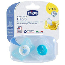 Соска-пустышка CHICCO Physio Micro (с рожд.) силиконовая, 2  шт. (арт. 7512121)