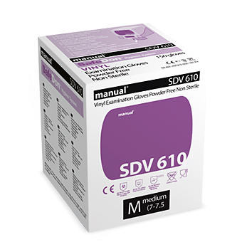 Перчатки смотровые нестерильные  разм. L (винил. неопудр. Manual SDV 610), 75 шт. (прозрач.)
