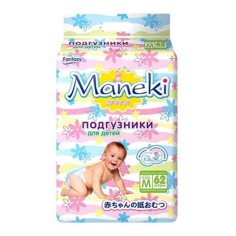 Подгузники MANEKI Fantasi разм. M (6-11кг), 62 шт.