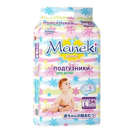 Подгузники MANEKI Fantasi разм. L (9-14кг), 54 шт.