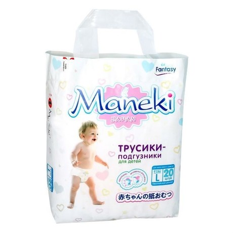 Подгузники-трусики MANEKI Fantasi разм. L (9-14кг), 20 шт.