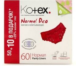 Прокладки гигиенические KOTEX Normal Deo 50 шт. + 10 (алоэ вера)