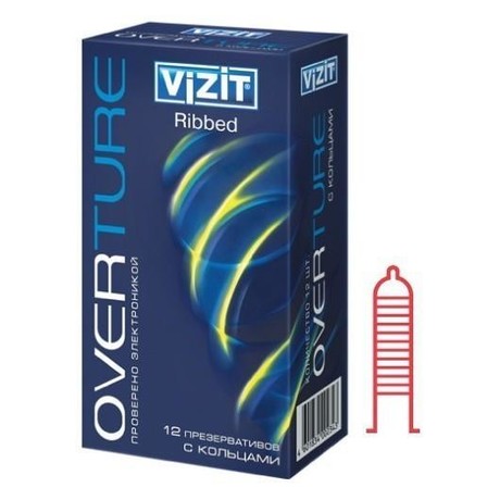 Презерватив VIZIT OVERTURE Ribber (ребристые с кольцами), 12 шт.