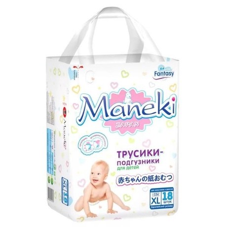 Подгузники-трусики MANEKI Fantasi разм. XL (от 12 кг), 18 шт.