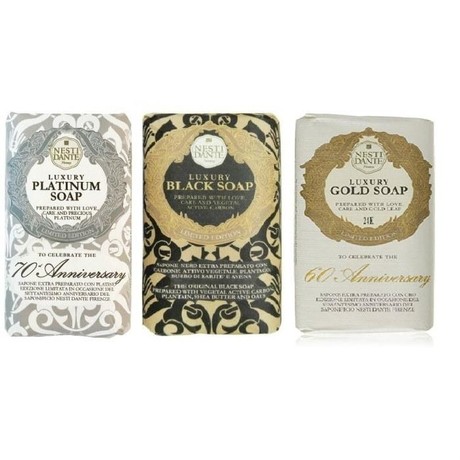 Мыло NESTI DANTE Юбилейное золотое, платиновое + роскошное черное 250 г ,  3 шт.