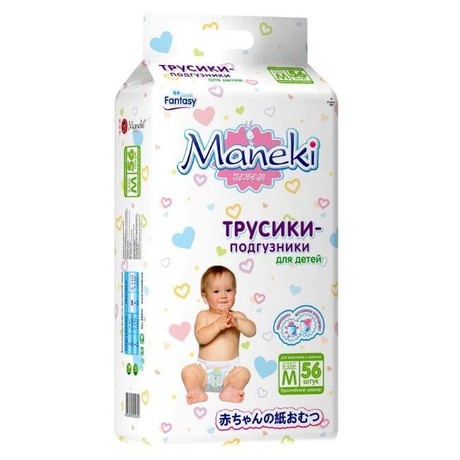 Подгузники-трусики MANEKI Fantasi разм. M (6-11 кг), 56 шт.