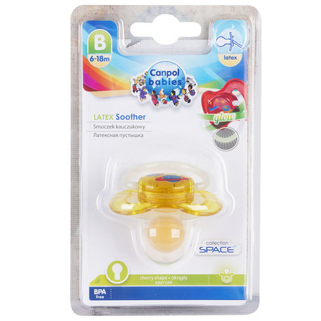 Соска-пустышка CANPOL BABIES латексная круглая (6-18мес.) желтая