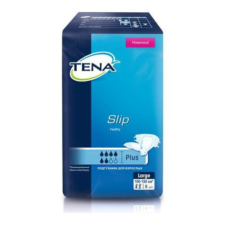 Подгузники для взрослых TENA Slip Plus Large (100-150см, 1930мл), 8 шт.