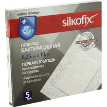 Повязка SILKOFIX Ag Первая Помощь 8,25x6см, 5 шт.  (нетканая основа)