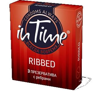 Презерватив IN TIME, 3 шт.  Ribbed (с ребрами)