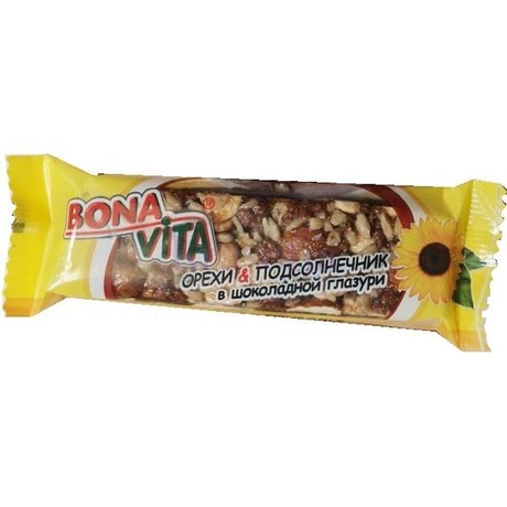 Батончики BONA VITA (Бона Вита) орех в шоколадной глазури  (подсолнечник, мед) 35г