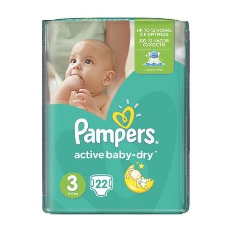Подгузники PAMPERS Active baby Dry (5-9кг), 22 шт.