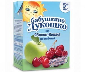 Сок БАБУШКИНО ЛУКОШКО яблоко/вишня осветленный без сахара 200мл