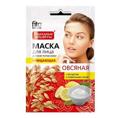 Маска косметическая НАРОДНЫЕ РЕЦЕПТЫ Овсяная очищающая для лица 25 мл