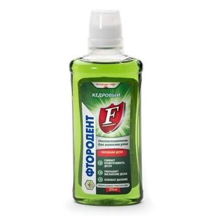 Ополаскиватель полости рта ФТОРОДЕНТ серия "Фторагент" кедровый 275мл + мерный стаканчик