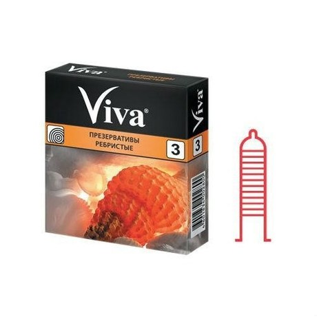 Презерватив VIVA, 3 шт. Ребристые