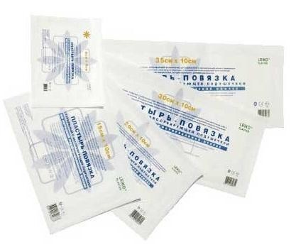 Повязка LEIKO на рану пластырного типа стерильная с сорбционной подушечкой 10х10см (нетканая основа) (инд. уп.)