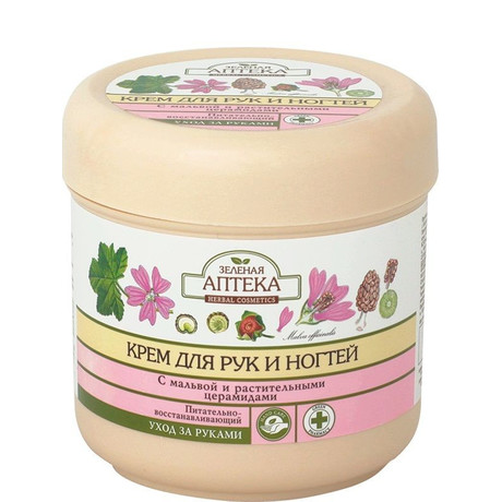 Крем ЗЕЛЕНАЯ АПТЕКА для рук и ногтей питательно-восстанавливающий мальвой и церамиды 300мл