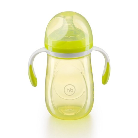 Бутылочка детская HAPPY BABY для кормления с ручками силиконовой соской 300мл (арт. 10009)