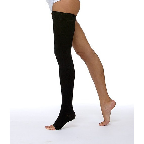 Чулки компрессионный  до бедра 2 класс компрессии кругловязанный без мыска №1 черный