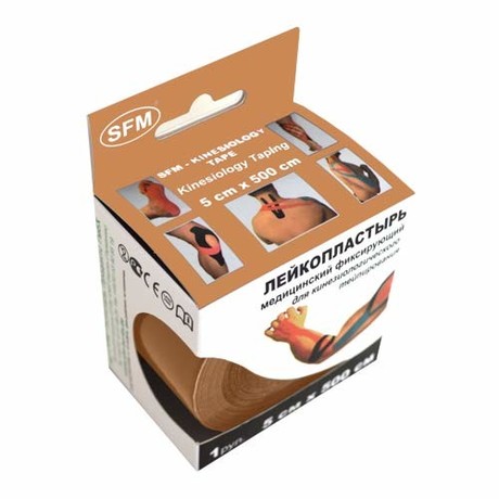 Лейкопластырь бактерицидный KINESIOLOGY TAPE 5см х 500см полиэтил. (беж.)